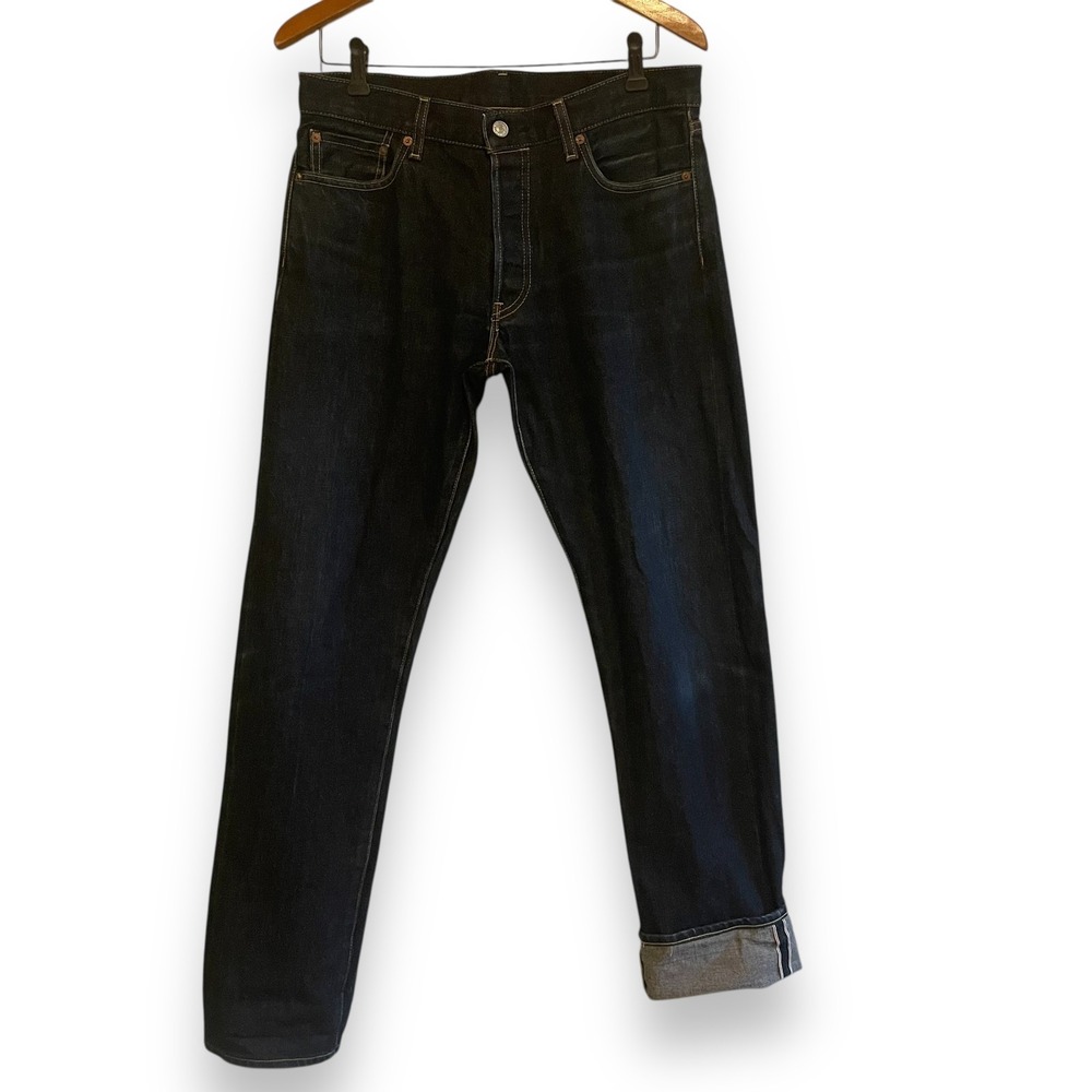 UJ Uniqlo Selvedge Jeans Indigo Straight Leg Button Fly Made in Japan 32 x 32
